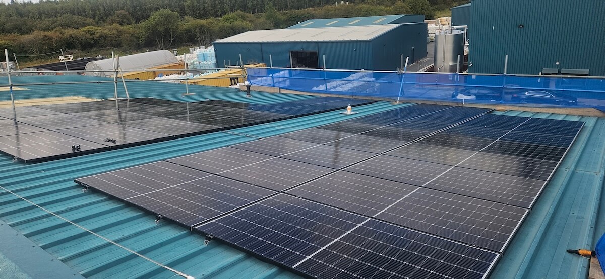 Scaffold around the edge whilst the Solar PV is installed at Hitex by Kimpton