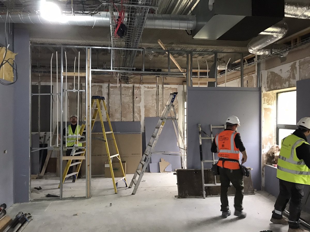Showing ceiling height of the Biograd Liverpool Stem Cell during Laboratory refurbishment by Kimpton