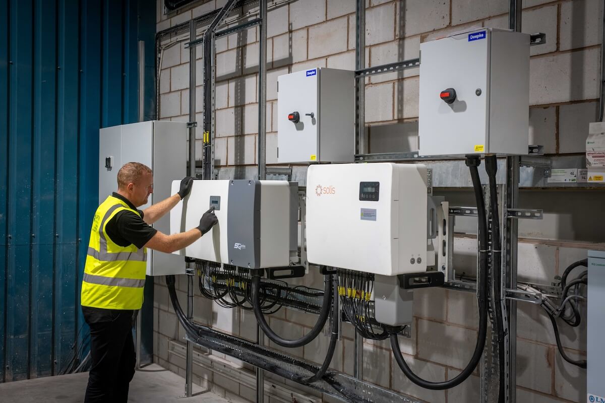 The installation of the inverters inside the Hitex factory