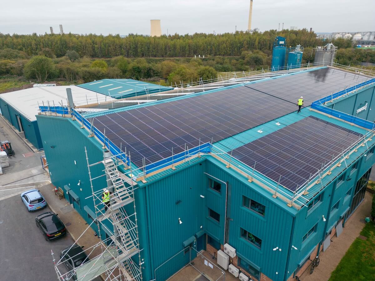 The roof of the Hitex building with the panels in place