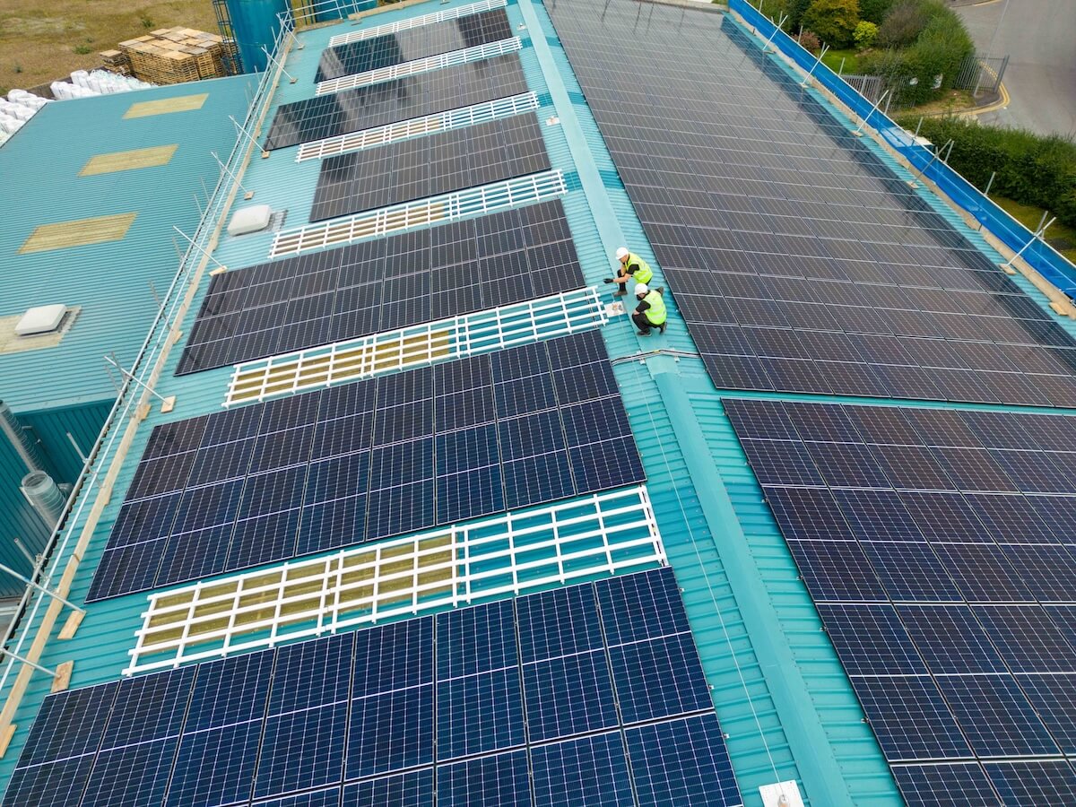The team on the roof of the Hitex Solar PV by Kimpton