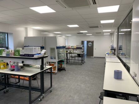 Wide view of Biograd Liverpool Stem Cell Laboratory refurbishment by Kimpton