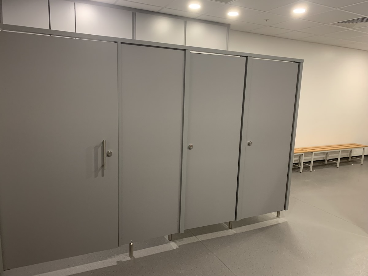 Toilet cubicles inside Female staff changing rooms and showers at ACC Arena