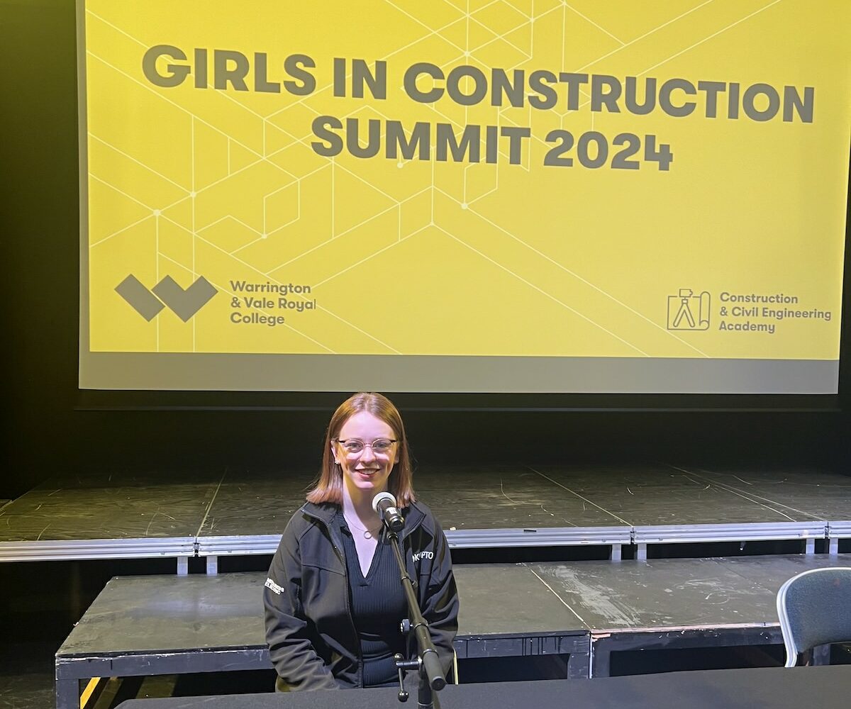 Grace and Niamh at Warrington and Vale College for Girls in Construction day - Grace