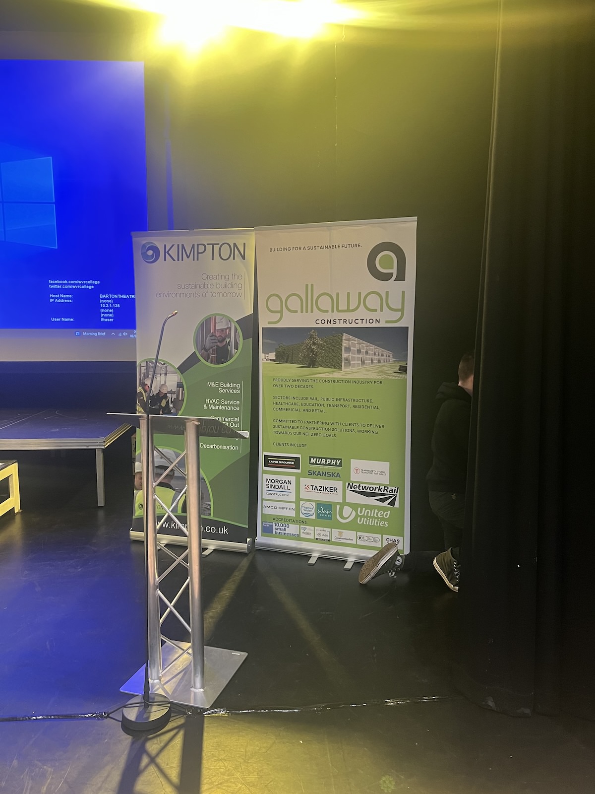 Kimpton backdrop at Grace and Niamh at Warrington and Vale College for Girls in Construction day