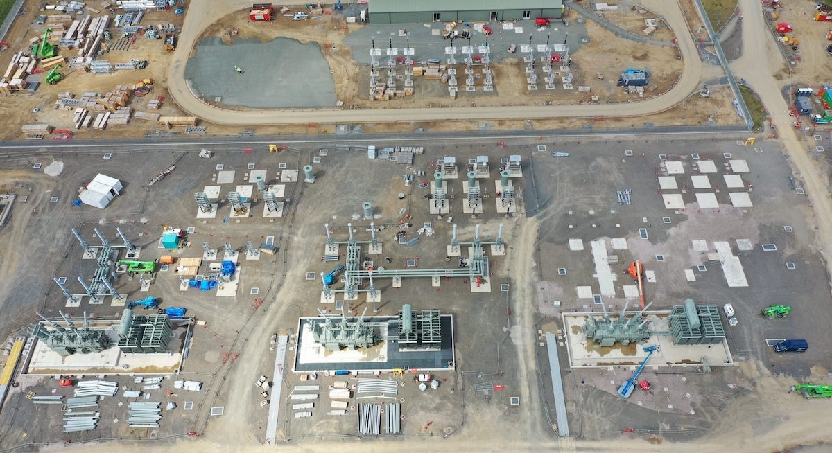 Moray East Acoustic Enclosure before construction began from the air