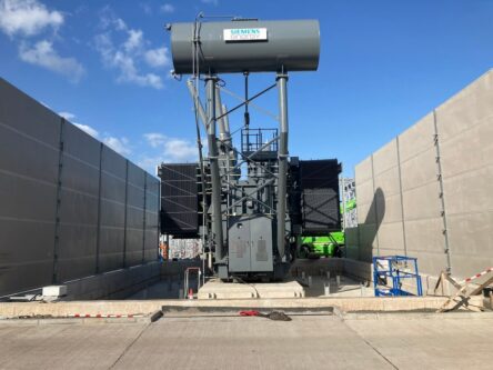 near completed Alyth Substation Acoustic Screen