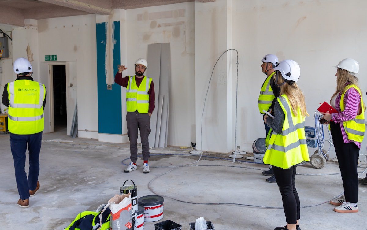 Exploring the inside of the new Make offices with left to right Matt Breakwell Liam Kelly Johnny Lyle Niamh Smith and Amy Higham