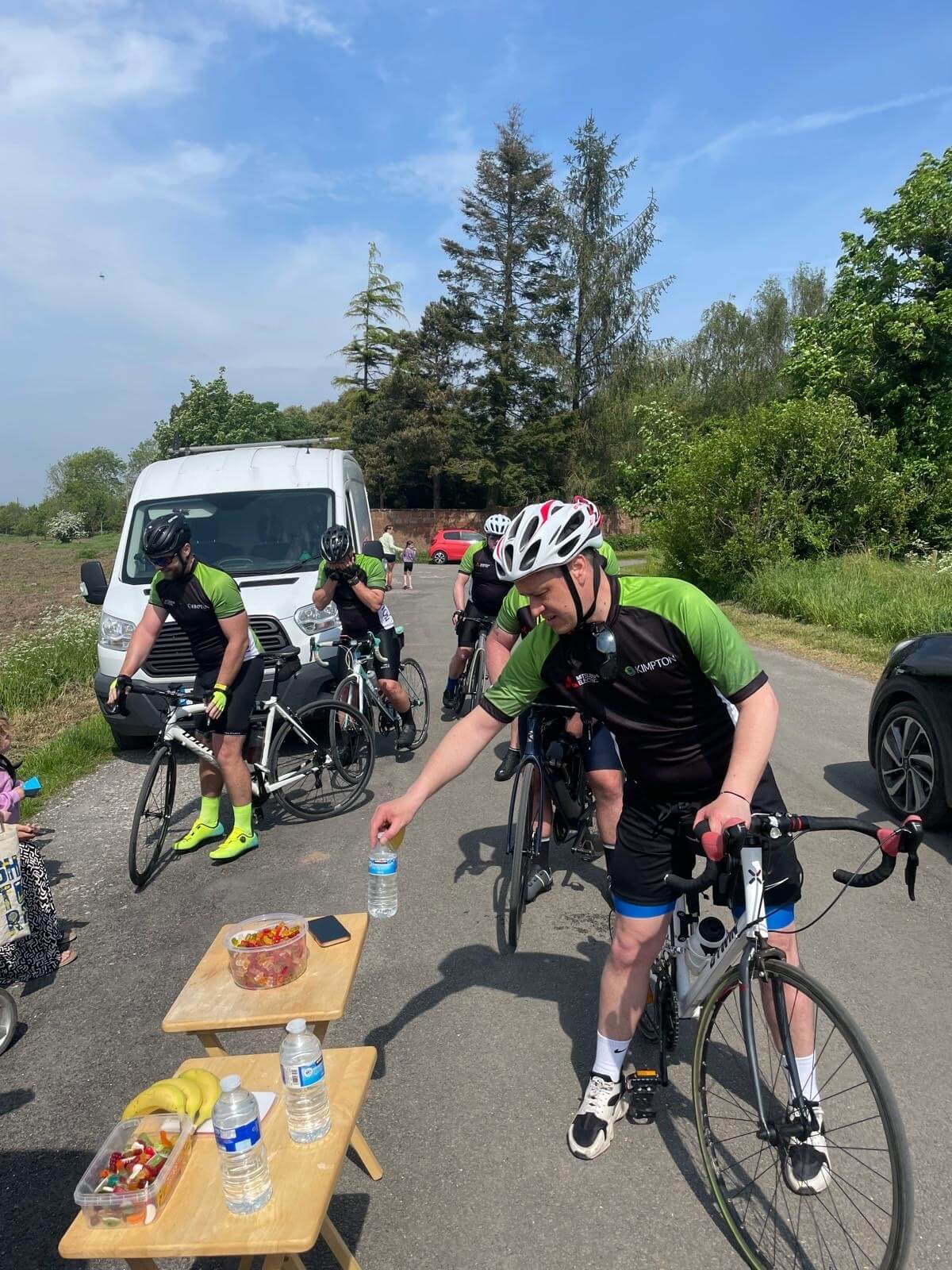 Refreshments for the cyclists on the Kimpton Oddballs 60 mile bike ride