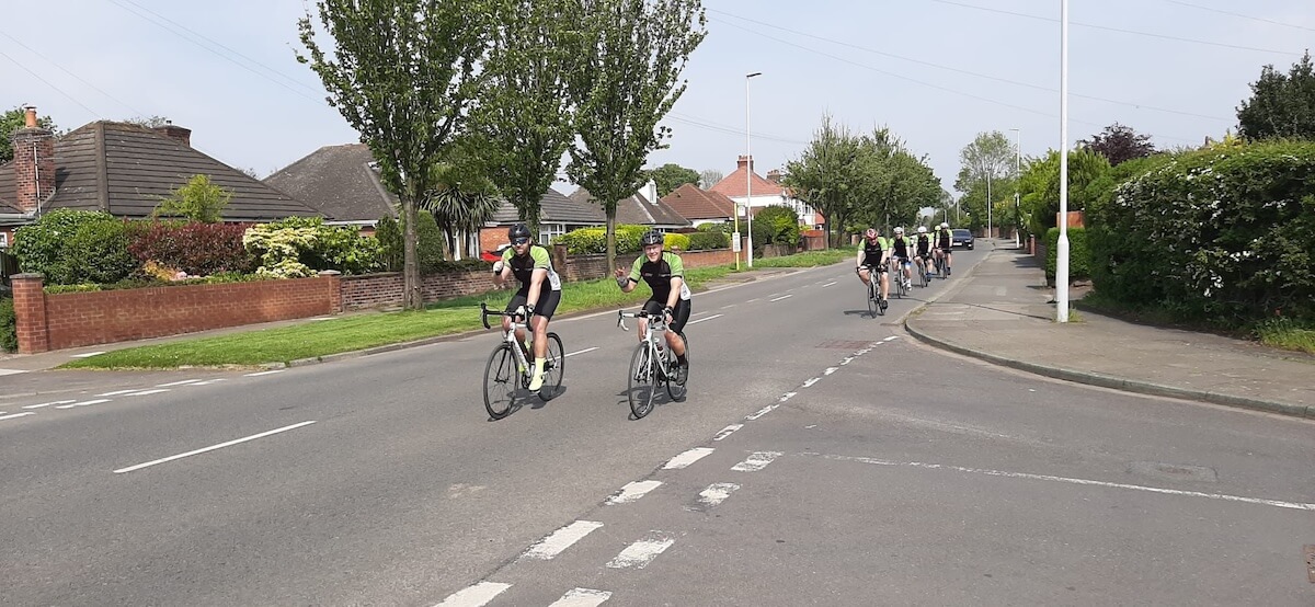 Riding together in convoy during Kimpton Oddballs 60 mile bike ride
