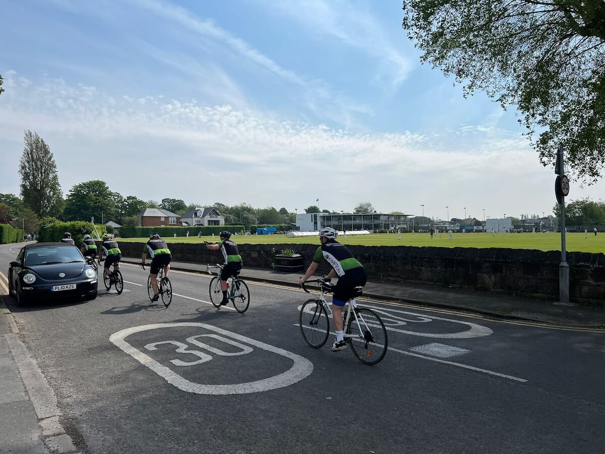 The Kimpton Oddballs 60 mile bike ride passing Neston Cricket Club