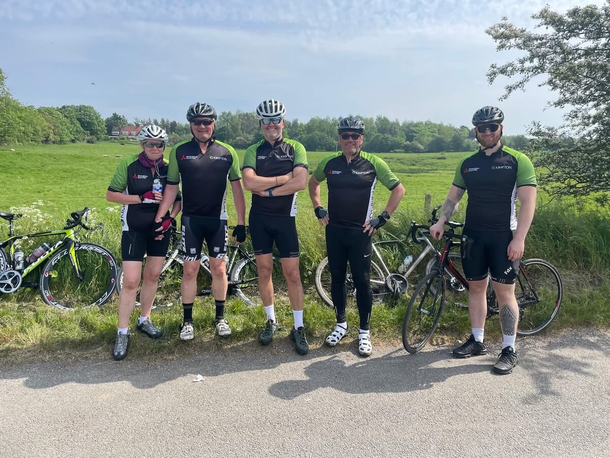 The team have a break in Burton during Kimpton on the Oddballs 60 mile bike ride
