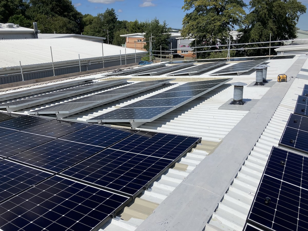 The old Kimpton Solar PV system alongside the new