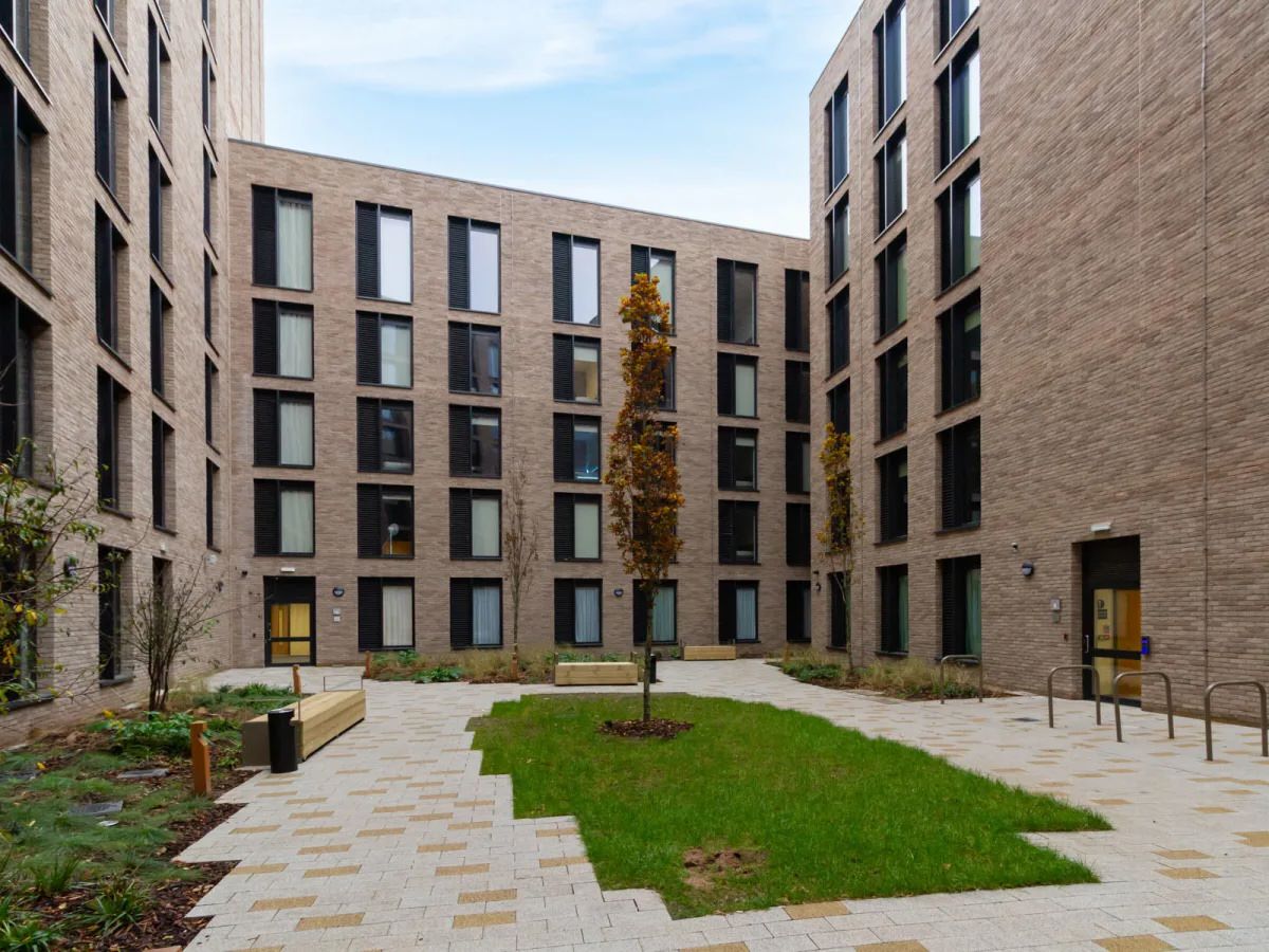 Courtyard area at The Tannery Bath Lane Leicester with mechanical services by Kimpton