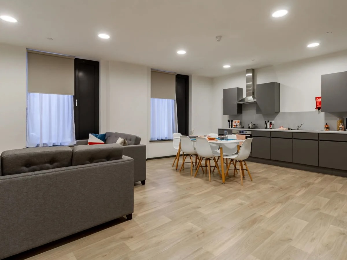 Shared kitchen area at The Tannery Bath Lane Leicester with mechanical services by Kimpton