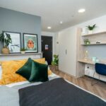 Standard ensuite bedroom at Steelworks Sheffield PBSA with mechanical services by Kimpton