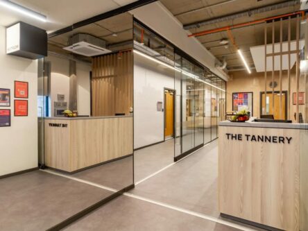 Welcome desk at The Tannery Bath Lane Leicester with mechanical services by Kimpton