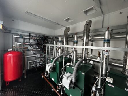 Inside the Packaged Plant Room for Welburn Hall School North Yorkshire