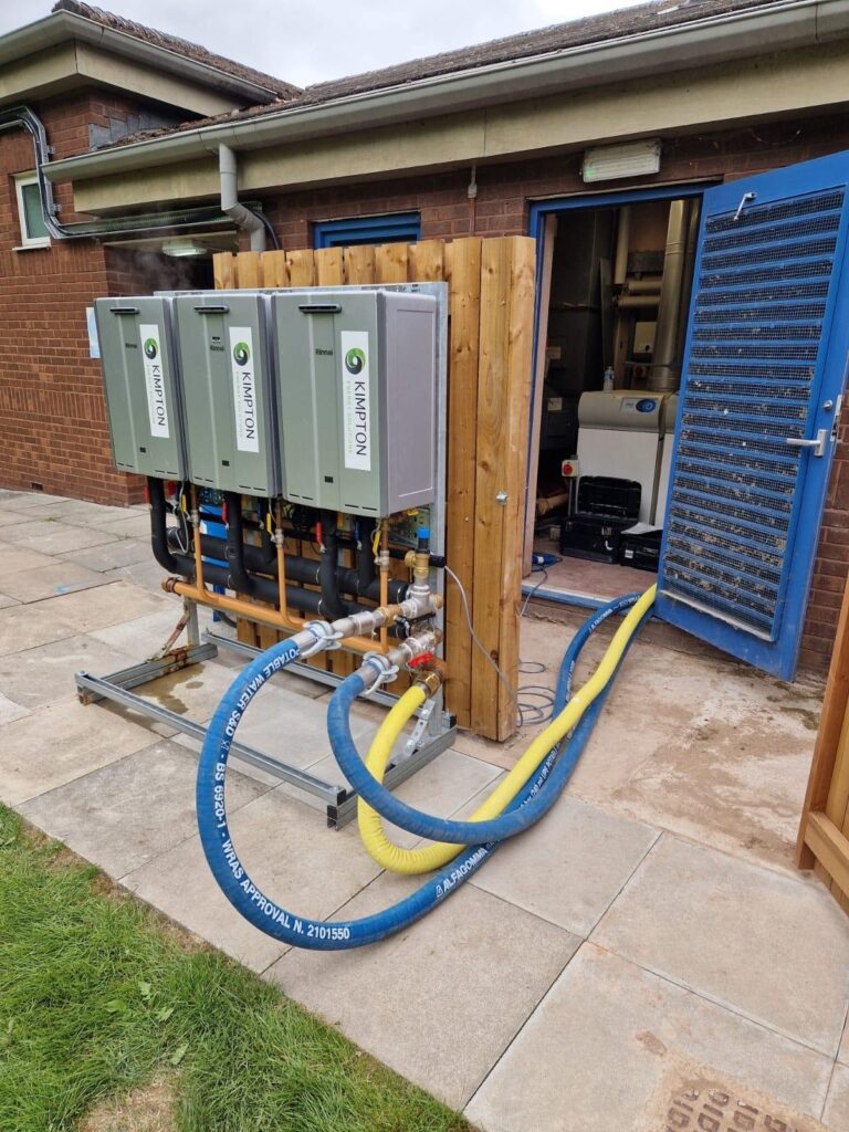 The Kimpton Rinnai temporary boilers in place