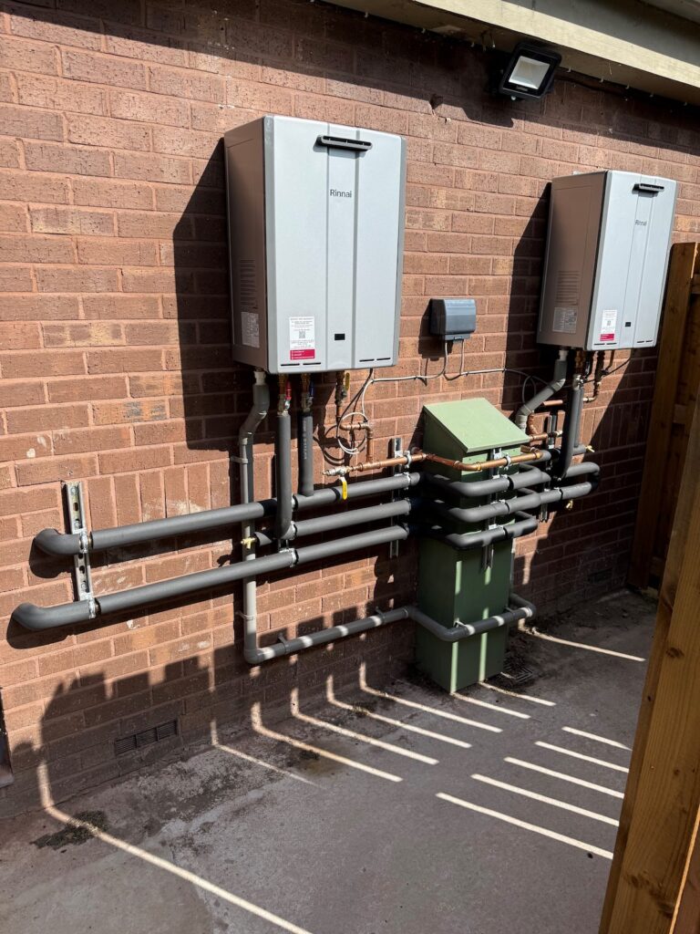 Upgraded external Rinnai boilers by Kimpton