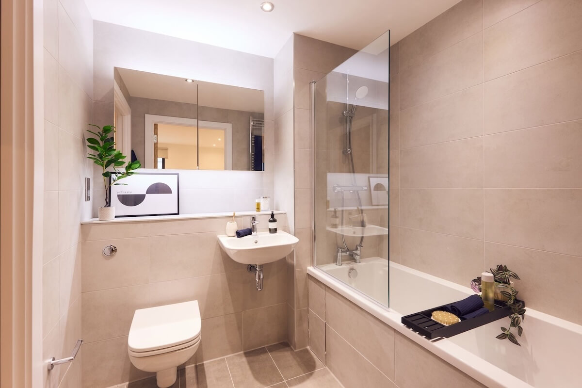 Signal Box Yard BTR scheme bathrooom with a bath in Bath with MEP by Kimpton