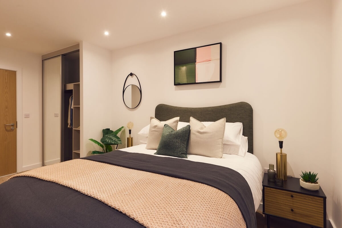 Signal Box Yard BTR scheme bedroom in Bath with MEP by Kimpton