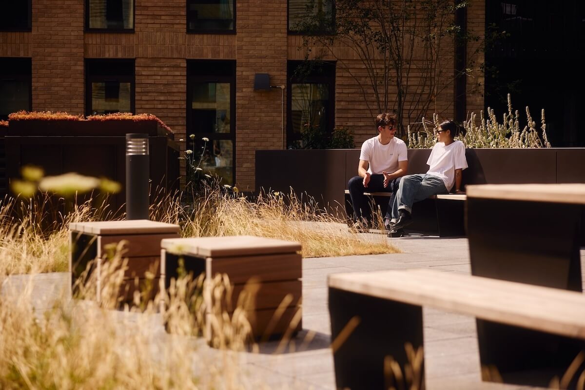 Signal Box Yard BTR scheme exterior terrace in Bath with MEP by Kimpton