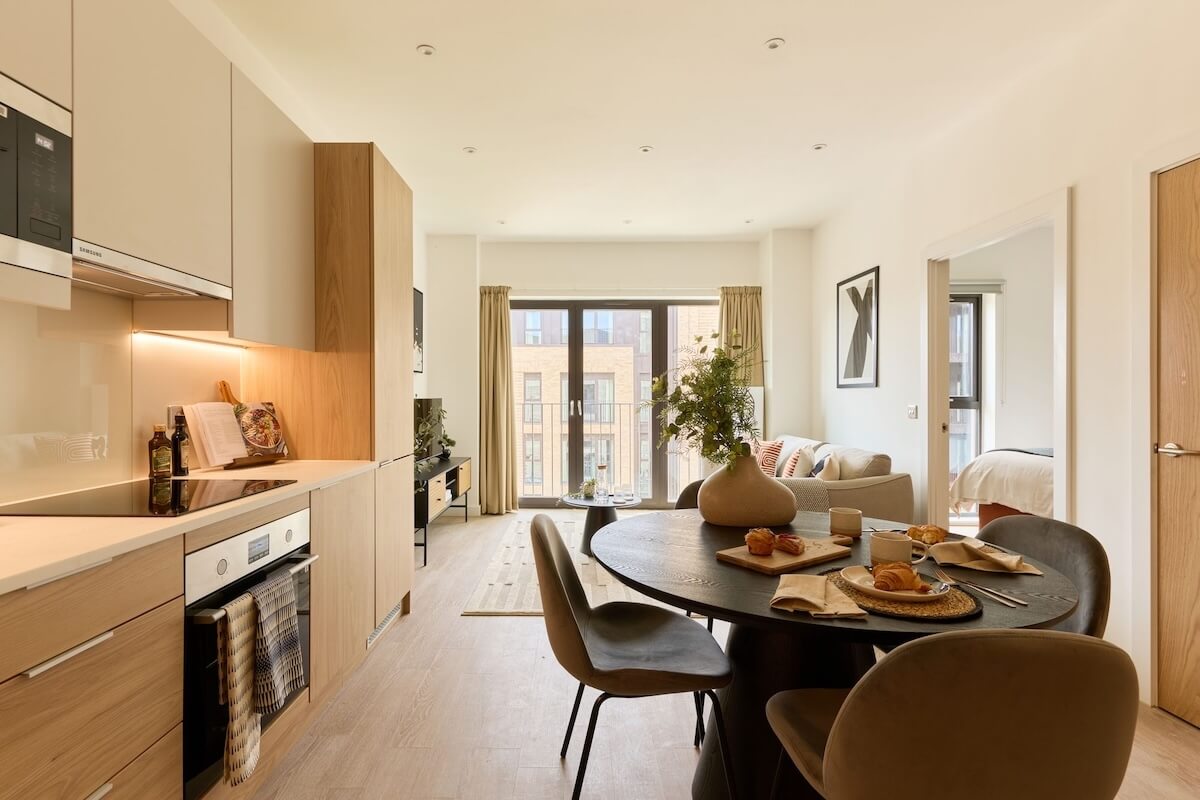 Signal Box Yard BTR scheme one bed living space in Bath with MEP by Kimpton