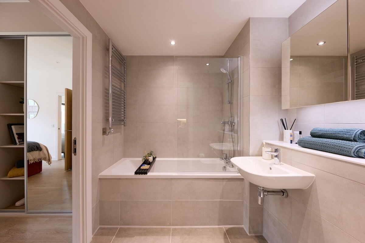 Signal Box Yard BTR scheme three bed bathroom in Bath with MEP by Kimpton