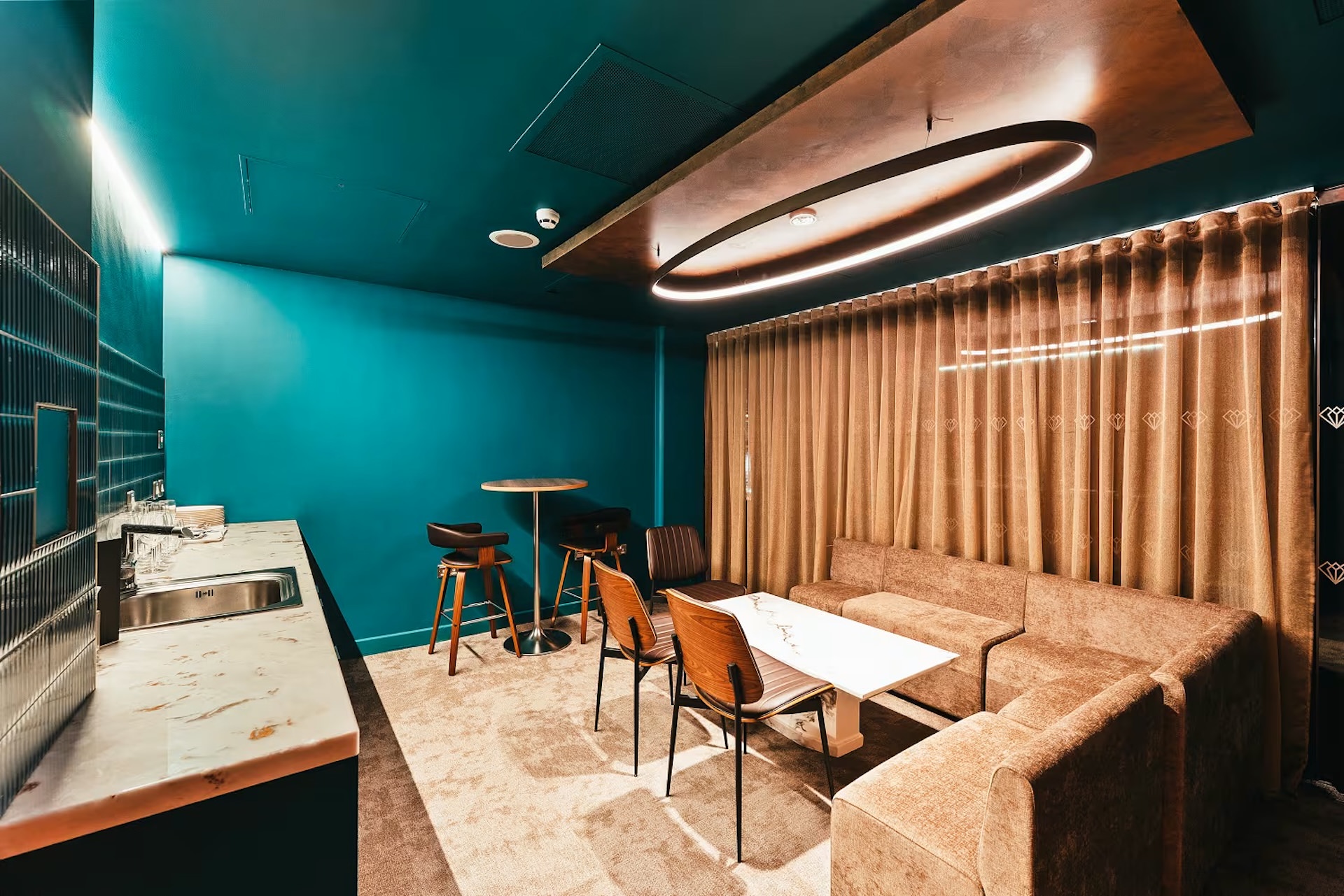 Seating at The fabulous Premium Suite at The M and S Bank Arena with fit out by Kimpton